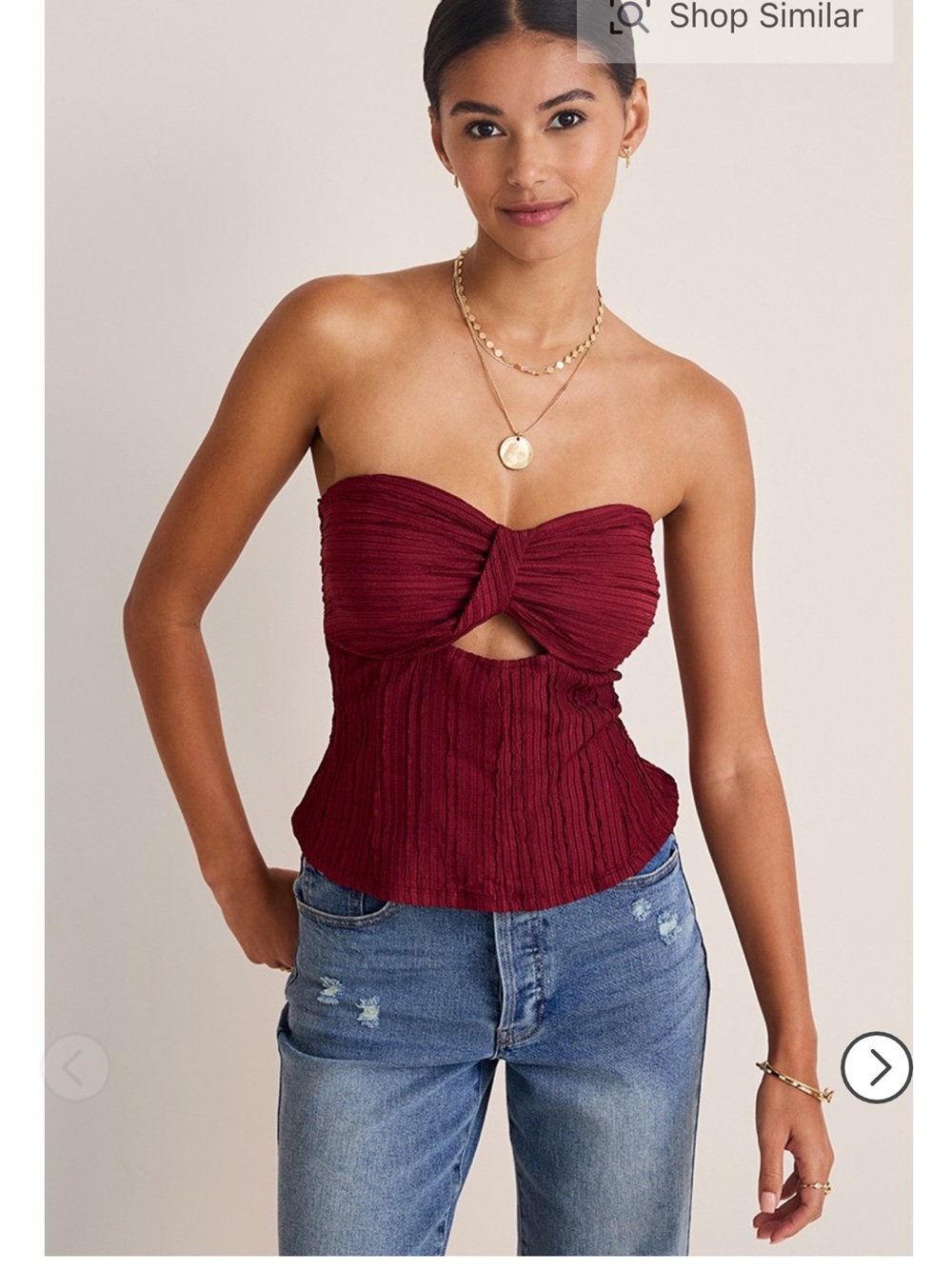 Francesca's Collections Burgundy Strapless Twist-Front Camisole